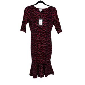 Milly Pink & Black Textured Cheetah Mermaid Bodycon Dress Women's Size Small New